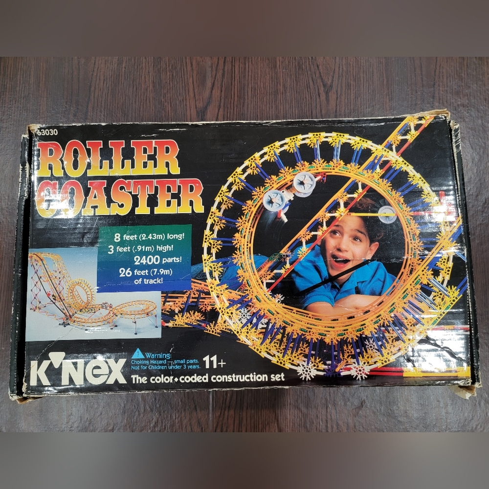 Vintage 1995 K'NEX ROLLER COASTER 63030 8ft x 3ft 2400 pcs Uncounted good set